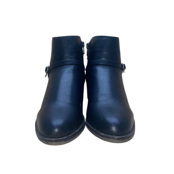 White Mt. Women’s Black Man-Made With Side Buckle Detail Ankle Boots Size 9.5M