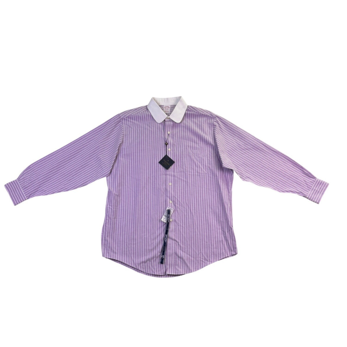Brooks Brothers Mens Purple & White Striped Collared Shirt Non-Iron Sz16.5 34