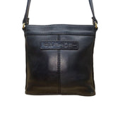 Fossil Women’s Black Leather Adjustable Strap Front Pocket Crossbody Bag