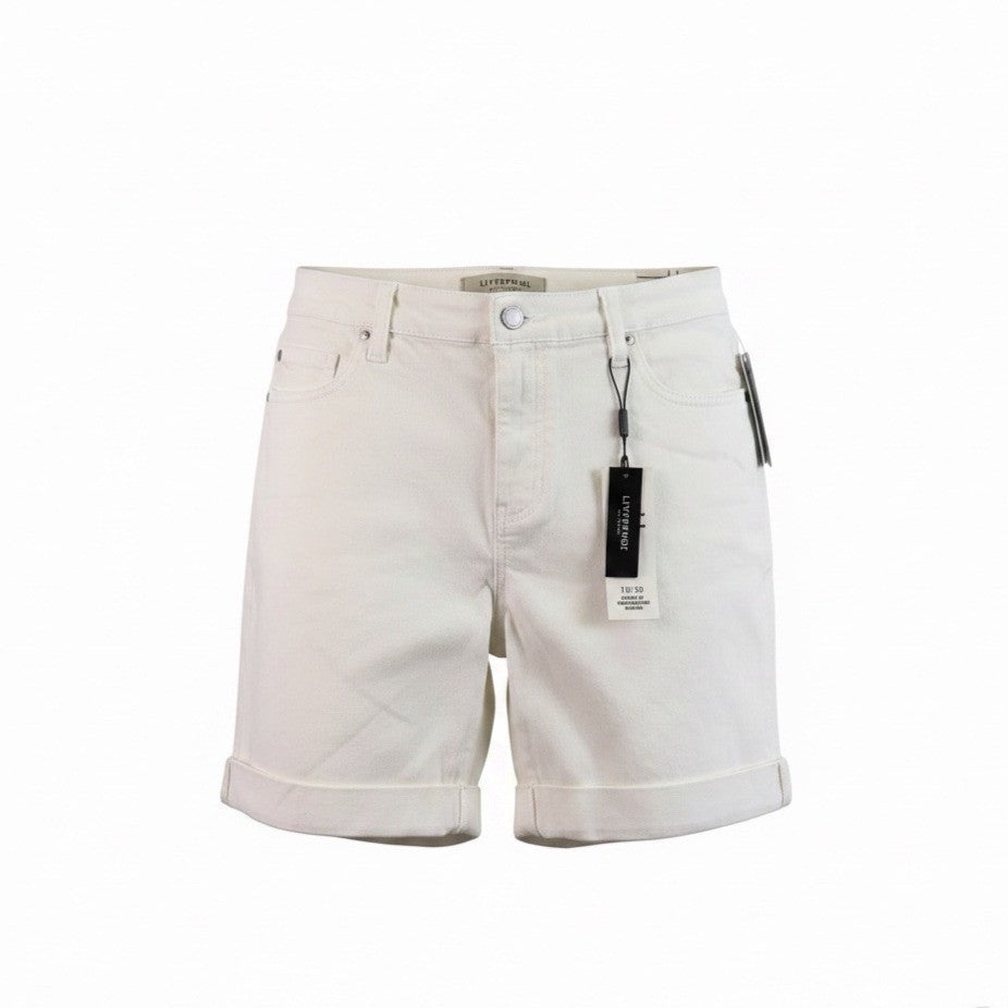 Liverpool Womens White Denim Shorts Casual Stylish Folded Hem Size 12/31