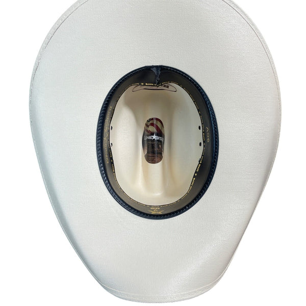 Lone Star White Western Cowboy Hat With Black Band & Silver Accents