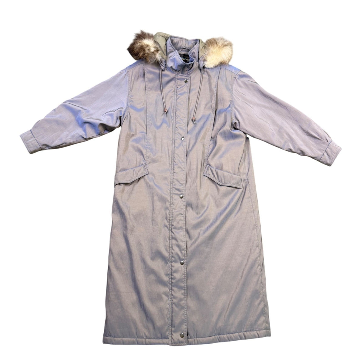 Forecaster Unisex Silver Fur Hooded Long Insulated Coat Size L
