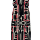 London Style Collection Womens Maxi Dress 12P Pink & Black Abstract Print Sleeve