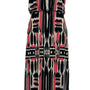 London Style Collection Womens Maxi Dress 12P Pink & Black Abstract Print Sleeve
