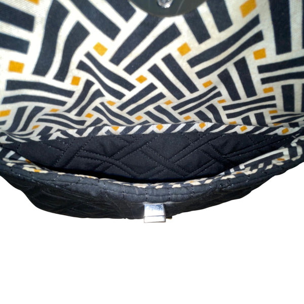 Vera Bradley Women’s Black Quilted Fabric Turn Lock Closure Shoulder Bag