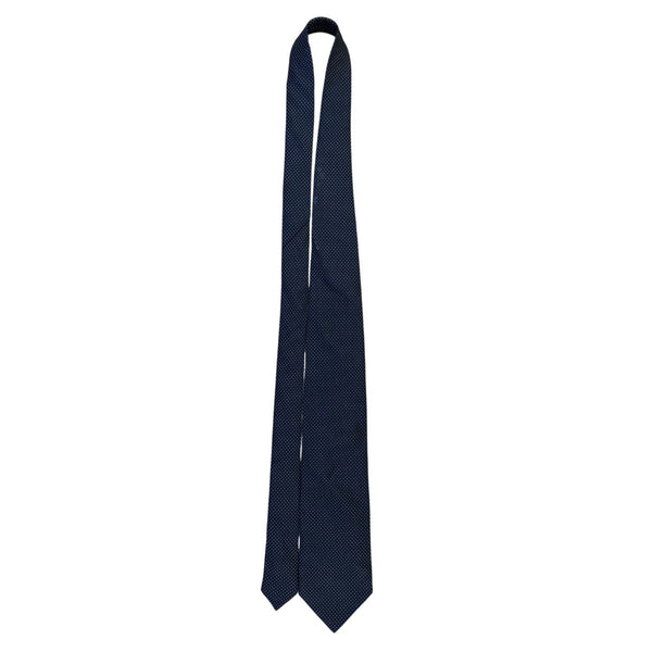 Faconnable Mens Navy Blue 100% Silk Polka Dot Necktie Elegant Classic Design