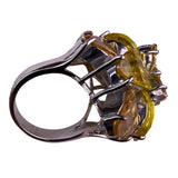 Silver Tone Womens Yellow Faceted Floral Cocktail ,  Metal Jewelry