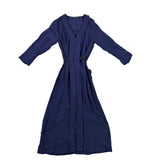 Zara Basic Womens Navy Cotton Long-Sleeve Maxi Wrap Dress With Tie Belt Sz  M