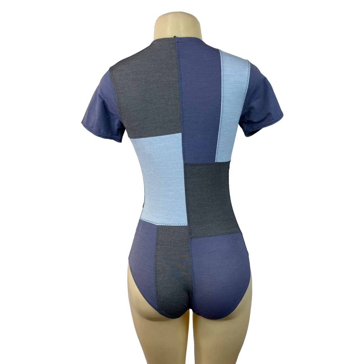 Lisa Marie Fernandez Women's Blue and Gray Zip Up Bodysuit Sz 11 (EU 45)