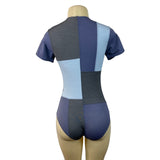 Lisa Marie Fernandez Women's Blue and Gray Zip Up Bodysuit Sz 11 (EU 45)
