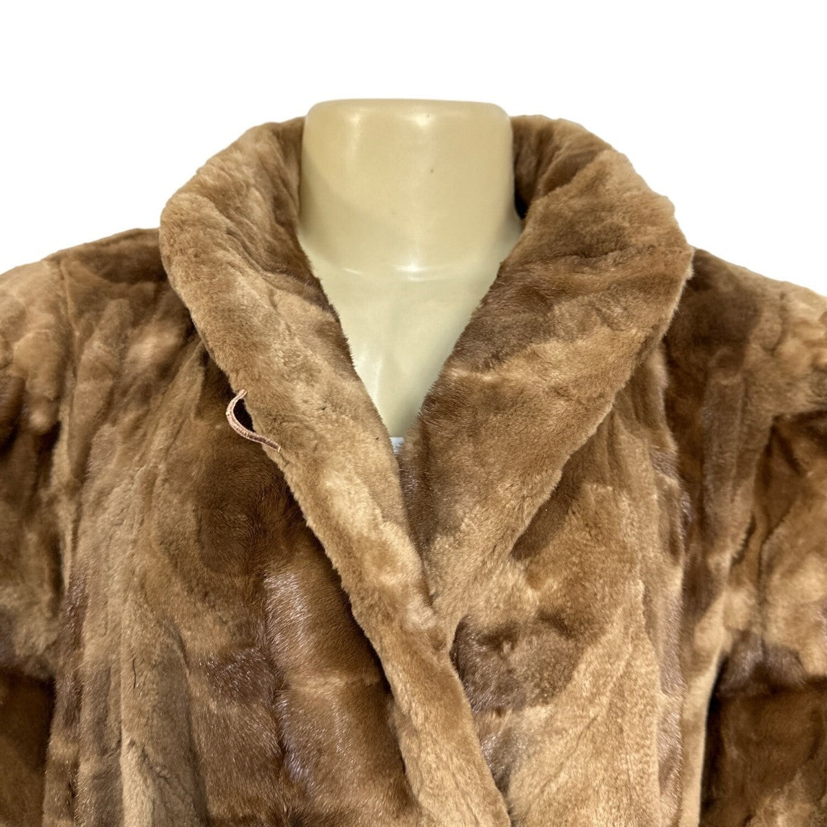 Vintage Gartenhaus Brown Long Fur Coat for Women