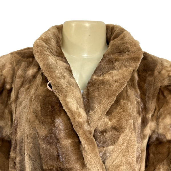 Vintage Gartenhaus Brown Long Fur Coat for Women