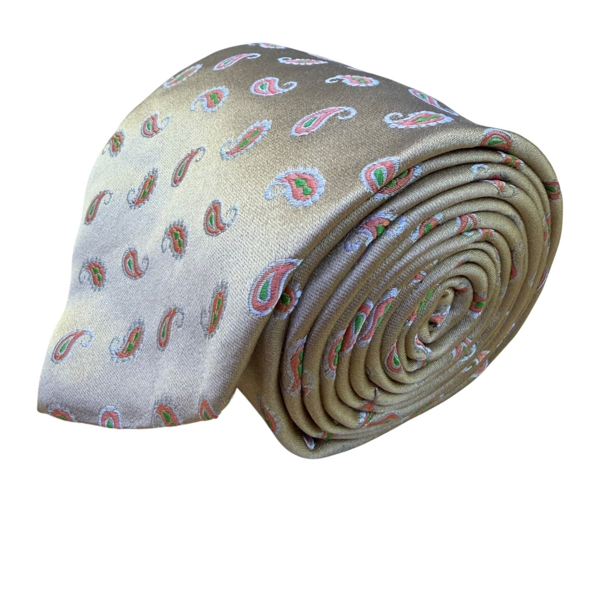 Hugo Boss Mens Tan Silk Paisley Necktie Stylish Fashion Accessory