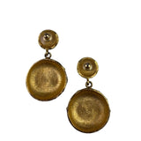 Vintage Unknown Womens Green & Gold Tone Drop Clip-On Earrings Metal