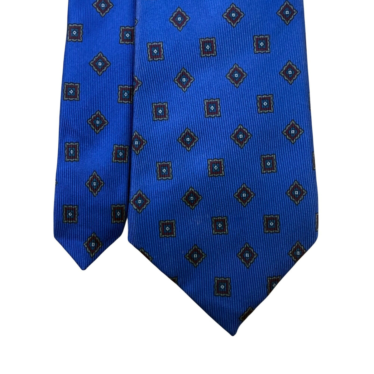 Robert Todd Ltd Mens Blue Silk Geometric Pattern Tie Classic Necktie