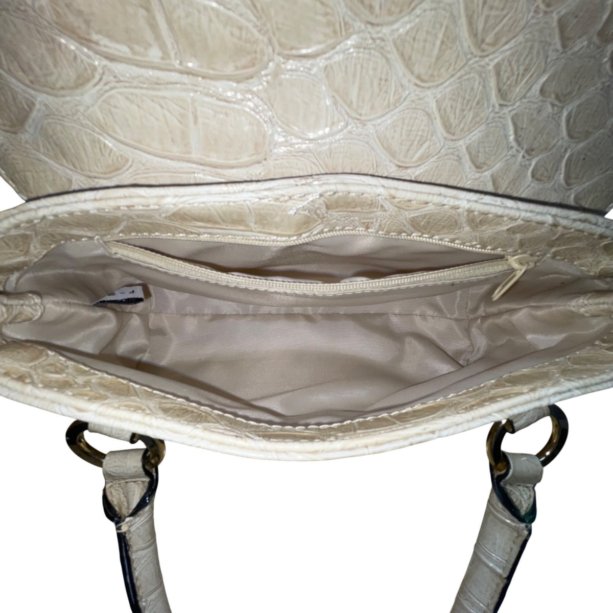 Vintage Guess Women’s Beige Faux Leather Croc Embossed G Logo Y2K Satchel Bag