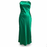 RESA Women Green Satin Strapless Formal Dress Size L