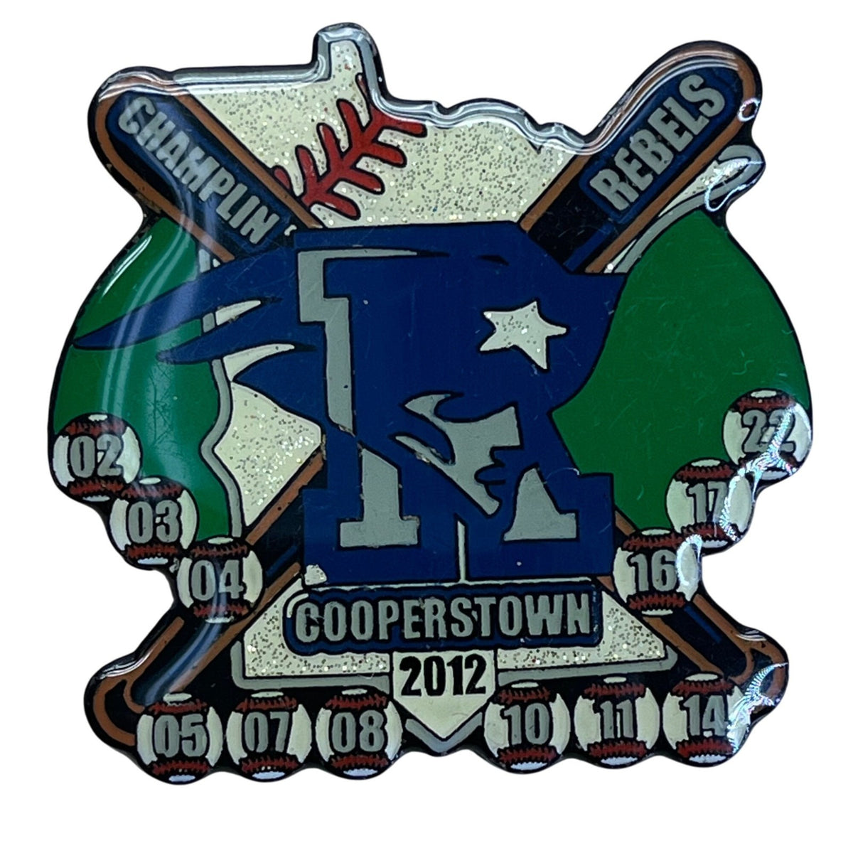 Chaplin Rebels Cooperstown 2012 Baseball Pin With Dual Clutch Back Fasteners