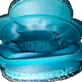 Genie Women’s Blue Beaded Satin Cloud Shaped Clutch Handbag Zipper Closure