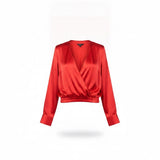 Express Womens Red Blouse Wrap Style Long Sleeve Size XL