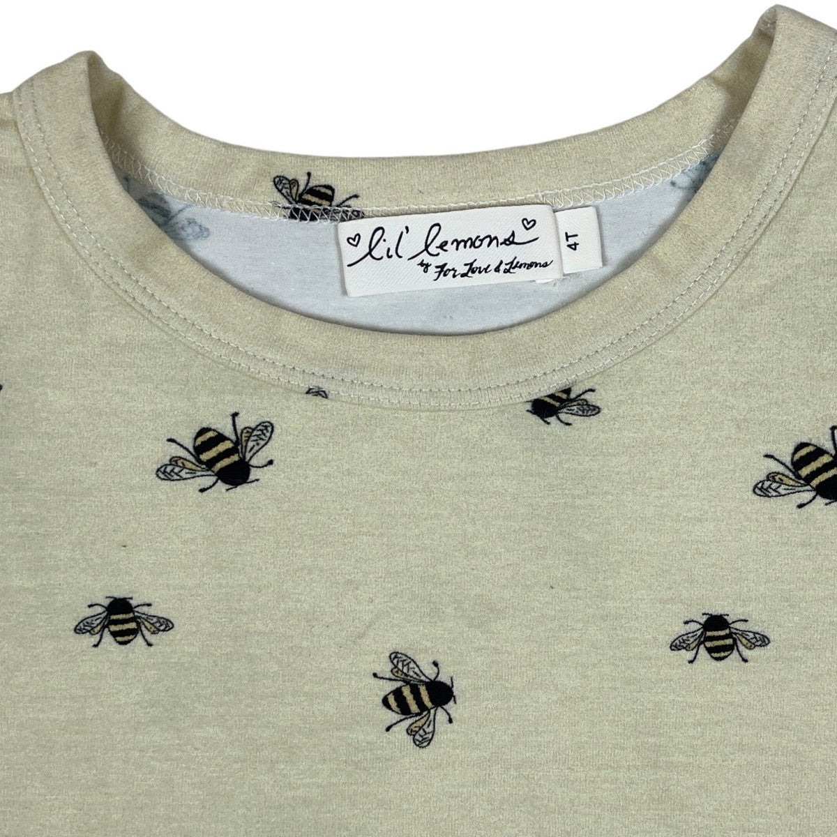Lil Lemons Organic Cotton Bee Print Kids Tee 4T Soft Stylish Top