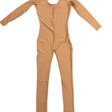 Baltogs Womens Tan Scoop Neck & Long Sleeve Stretch Catsuit Size M