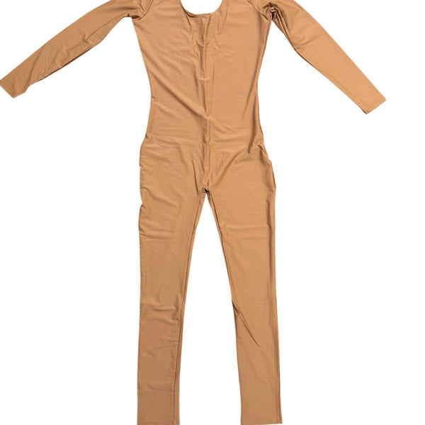 Baltogs Womens Tan Scoop Neck & Long Sleeve Stretch Catsuit Size M