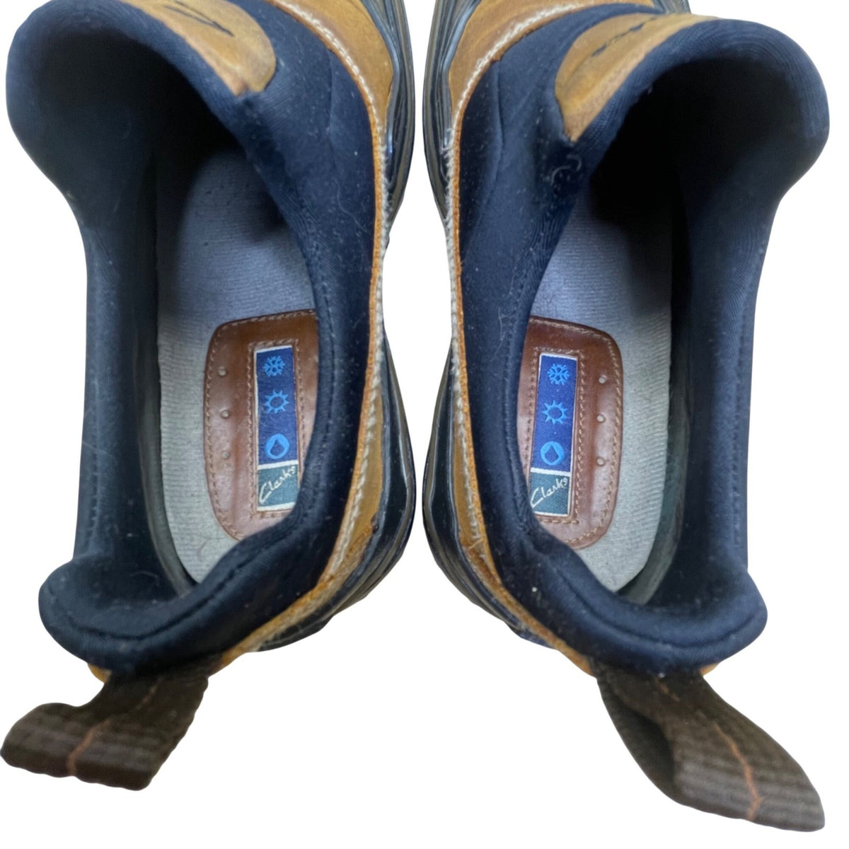 Clarks Men’s Brown & Black Leather Waterproof Slip-On Outdoor Shoes Size 7M