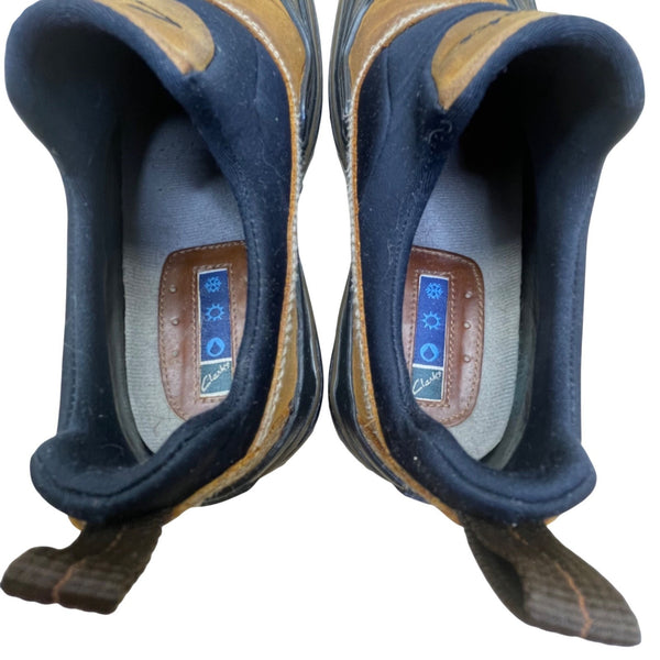 Clarks Men’s Brown & Black Leather Waterproof Slip-On Outdoor Shoes Size 7M