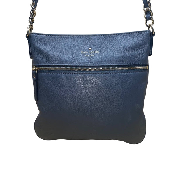 Kate Spade Women’s Gray Leather Adjustable Strap Front Zip Pocket Crossbody Bag