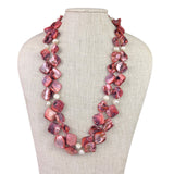 Red Pink Handmade Womens Long Shell Beaded Necklace Unique & Stylish Design