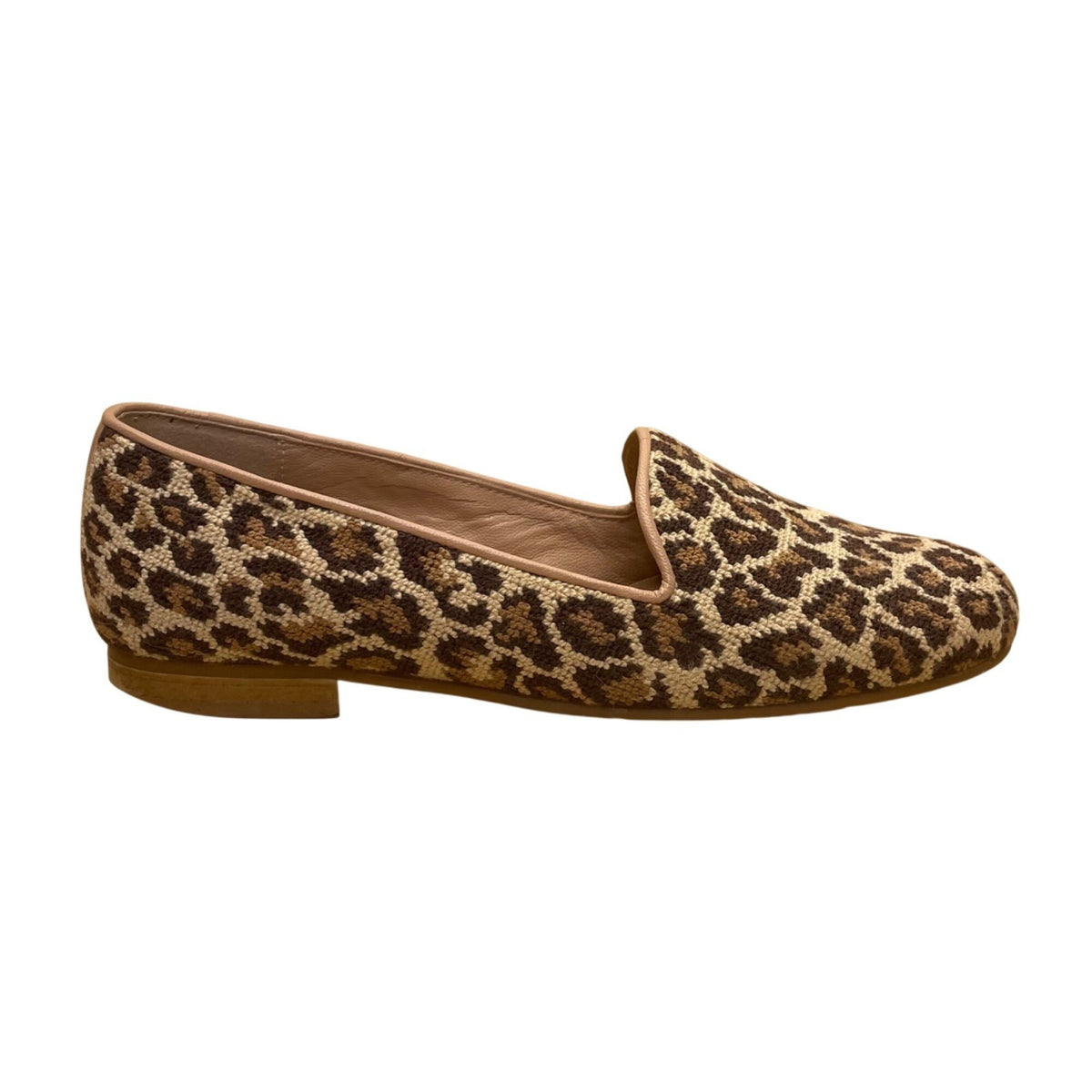 Jon Josef Women’s Brown Leopard Print Needlepoint Loafers Size 7.5