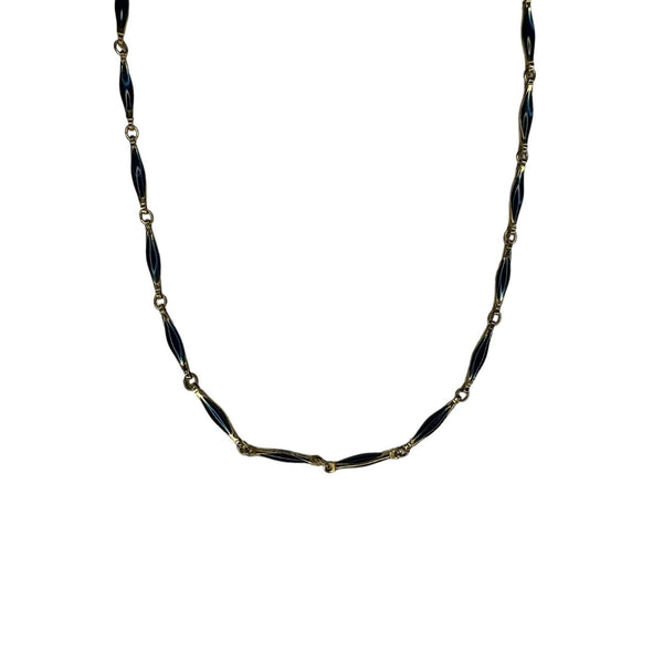 Vintage Delicate Elongated Blue Glass Necklace 24