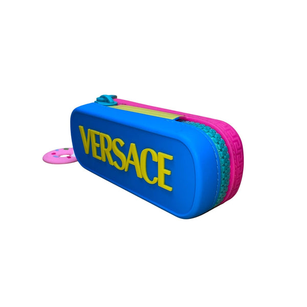 Kids Blue/Pink Silicone Zippered With Donut Charm Hard Glasses Case