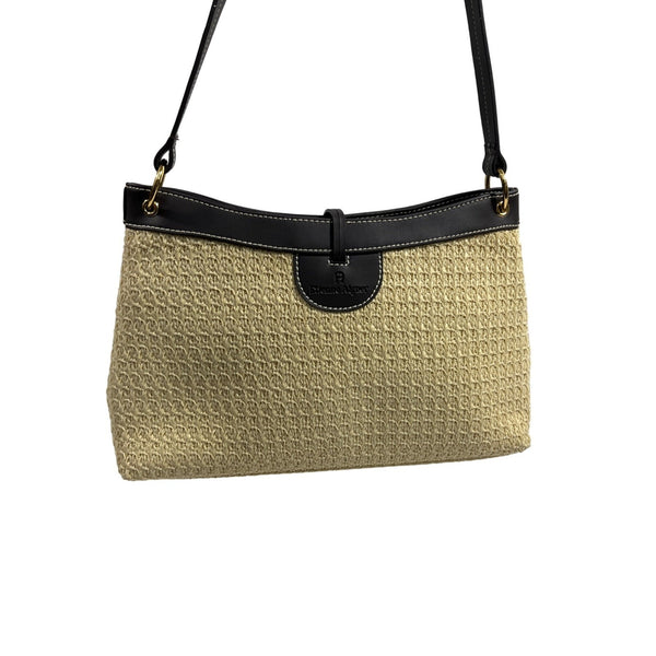 Etienne Aigner Women's Brown And Beige Woven Shoulder Bag and Wallet 2 Piece Set