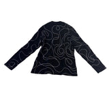 Chicos Womens Black Abstract Printed Blazer Jacket Button-Up Size 1 