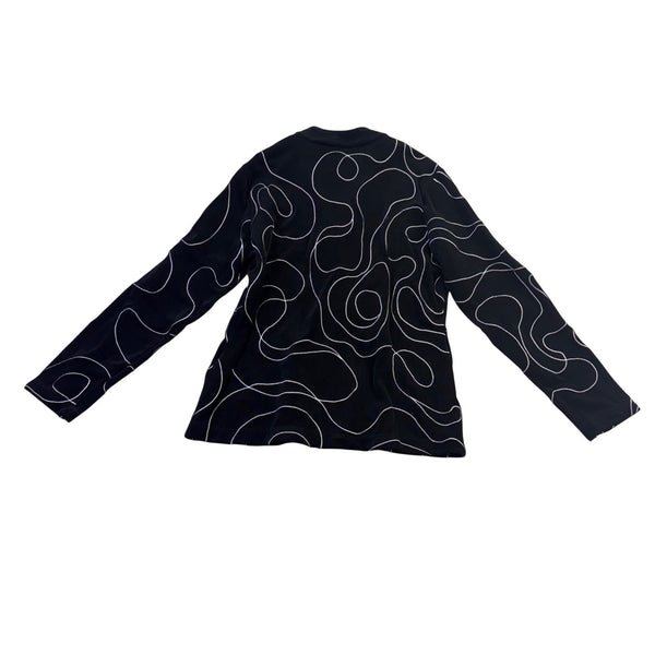 Chicos Womens Black Abstract Printed Blazer Jacket Button-Up Size 1 