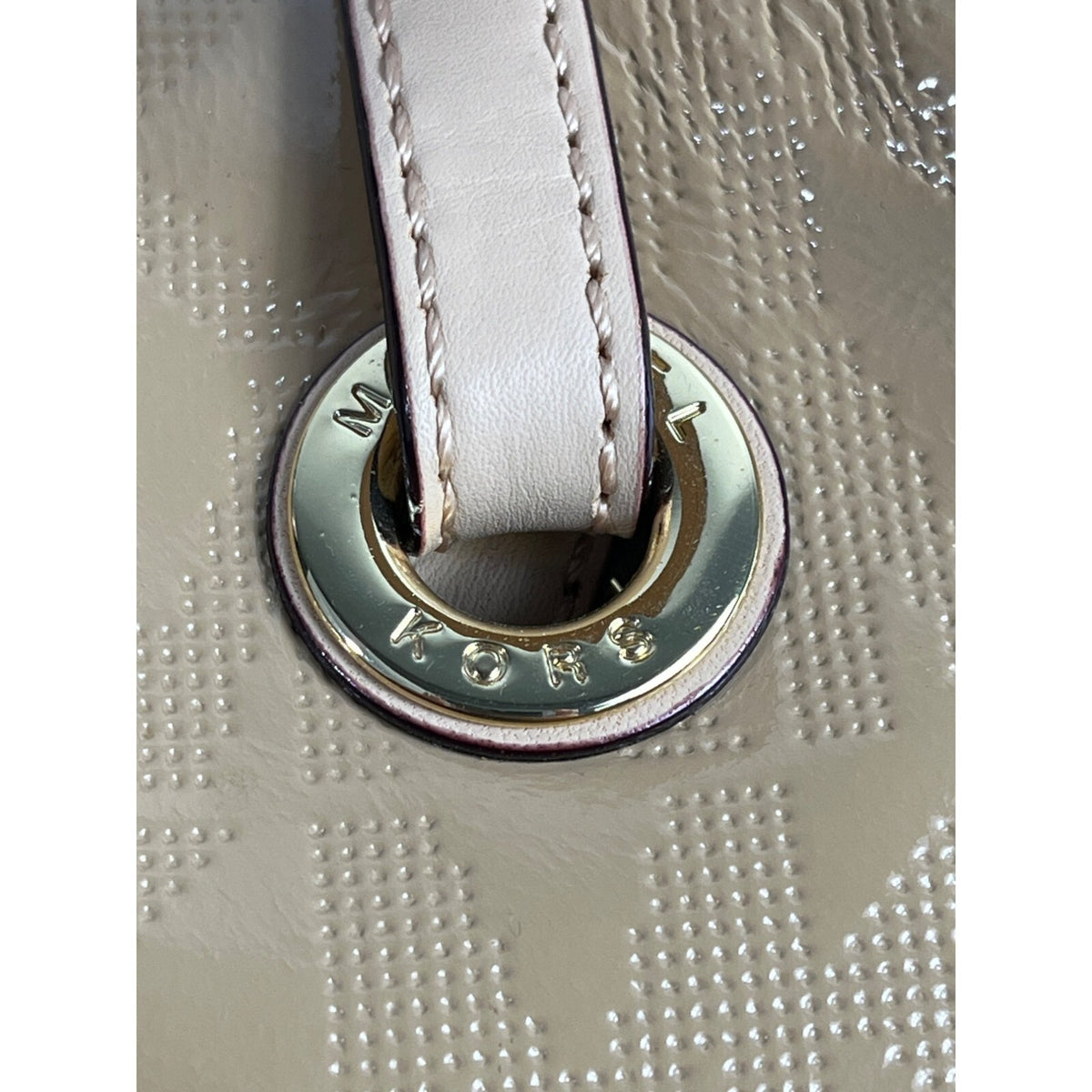 Michael Kors Women's Beige Logo Pattern Satchel Handbag Sz L