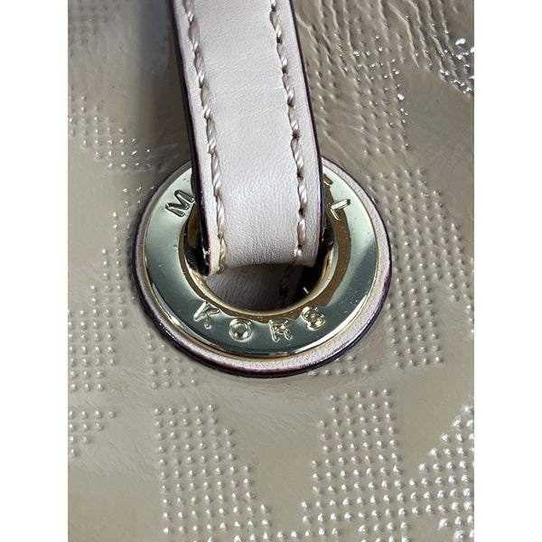 Michael Kors Women's Beige Logo Pattern Satchel Handbag Sz L