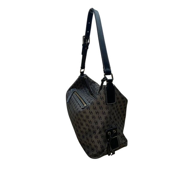 Dooney & Bourke Women’s Gray/Black Canvas Monogram Adjustable Strap Shoulder Bag