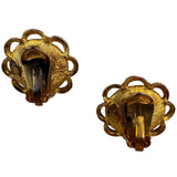 Fibe Womens Gold Tone Blue Swirl Cabochon Clip-On Earrings Vintage