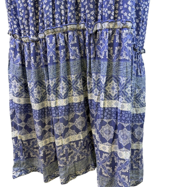 SO Womens Blue Rayon Floral Print Maxi Dress Size S