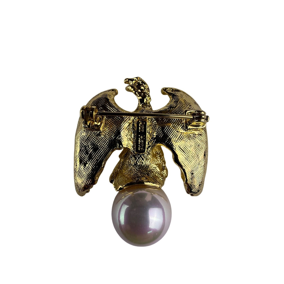 Ann Hand Womens Gold Tone Eagle Brooch With Faux Pearl Accent Elegant Pin