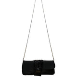 Lulu Townsend Women’s Black Satin With Ruched Detail Chain Strap Clutch Bag