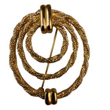 Vintage Monet Gold Tone Rope Twist Brooch Elegant Circular Pin  Signed