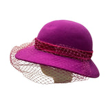 Michael Howard Womens Pink Wool Hat With Satin Ribbon & Veil Vintage Style USA