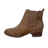 Soda Women’s Brown Faux Suede Slip-On Stacked Heel Chelsea Ankle Booties Sz 8.5