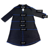 Naggoo Womens Black Stretch Midi Tunic Dress V-Neck Three-Quarter Sleeve Sz XL