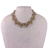 Sfera Womens Gold Tone Multicolor Crystal Bib Collar Necklace Chain Adjustable