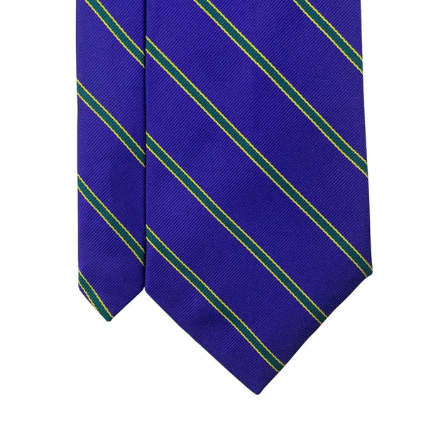 Huntington Mens Purple & Green 100% Silk Striped Classic Tie Made In USA